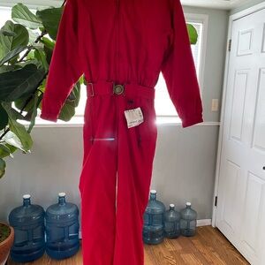 FERA Vintage 90s Women's Ski Jumpsuit with Belted Waist Size 6 Color Red